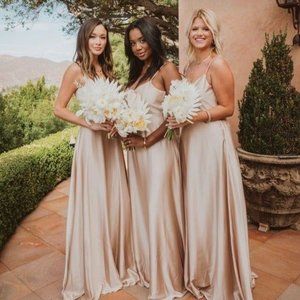 NWOT Show Me Your Mumu Faith Maxi Dress Champagne luxe satin